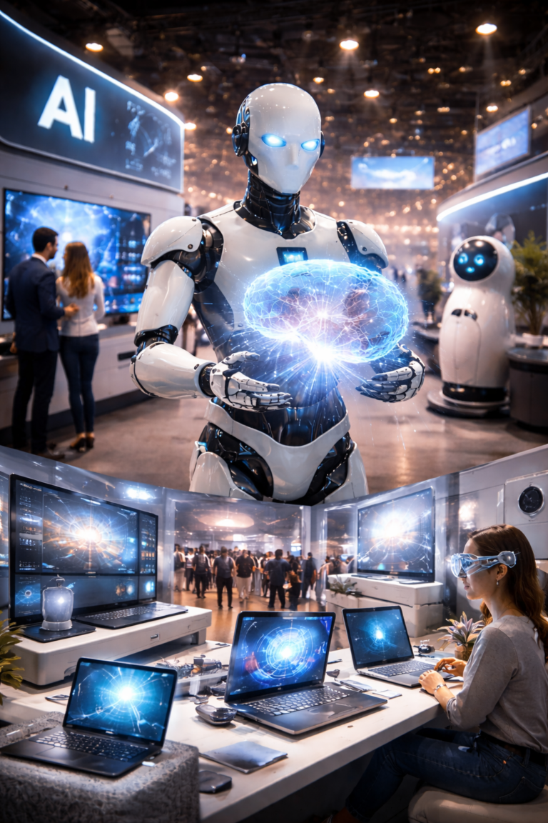 Exposição de tecnologia e inteligência artificial