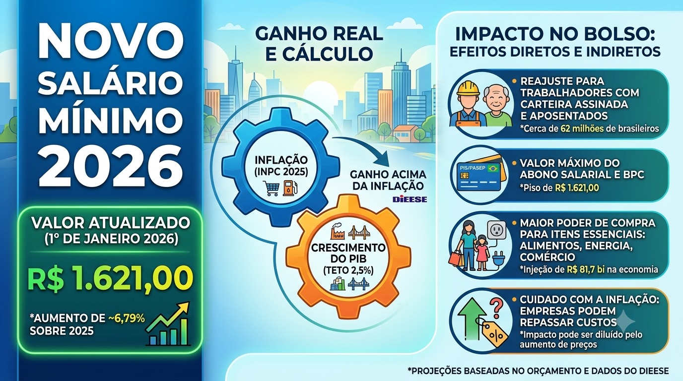 Novo salário mínimo 2026: valor atualizado e impacto no bolso